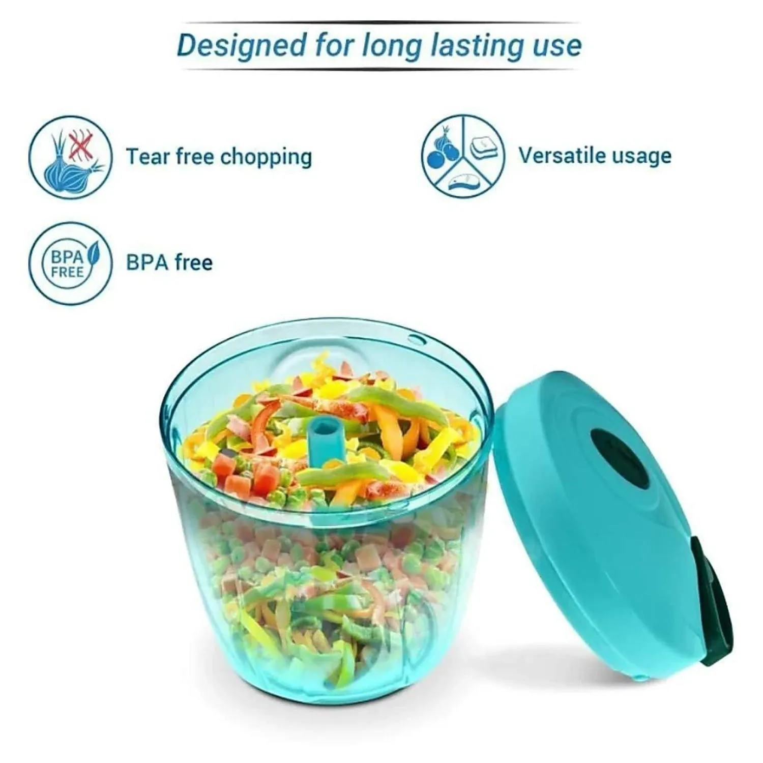 0065B Manual Stainless Steel Compact Extra Sharp Hand Held Vegetable Chopper / Slicer with 5 Blades (750 ml)