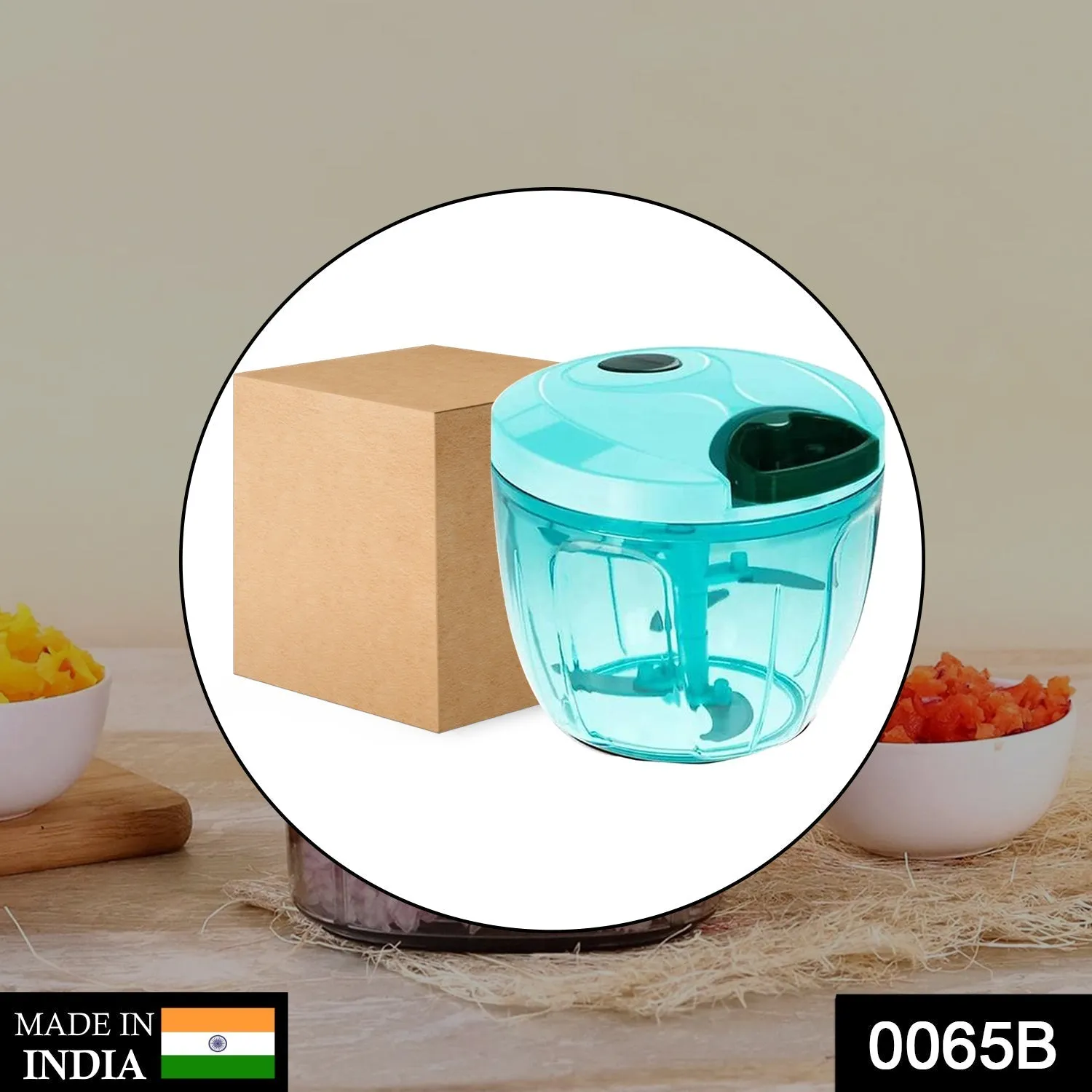 0065B Manual Stainless Steel Compact Extra Sharp Hand Held Vegetable Chopper / Slicer with 5 Blades (750 ml)