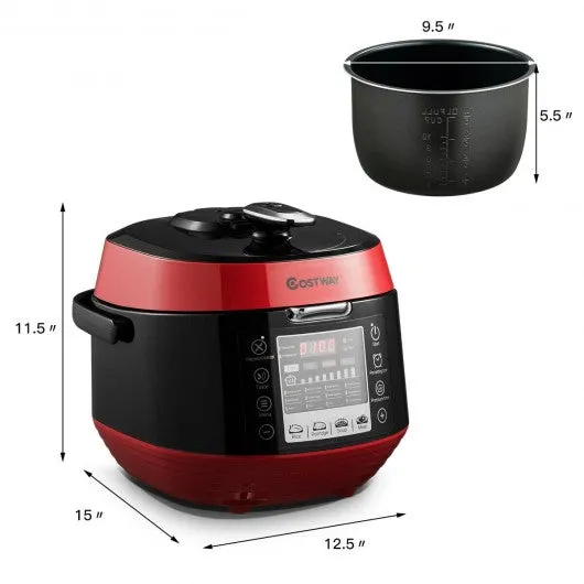 12-in-1 Multi-use Programmable Electric Pressure Cooker Non-stick Pot-Red