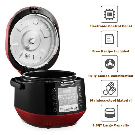 12-in-1 Multi-use Programmable Electric Pressure Cooker Non-stick Pot-Red