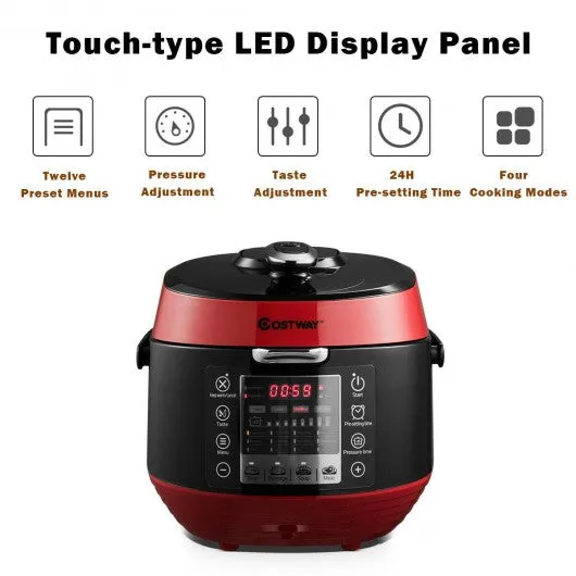 12-in-1 Multi-use Programmable Electric Pressure Cooker Non-stick Pot-Red