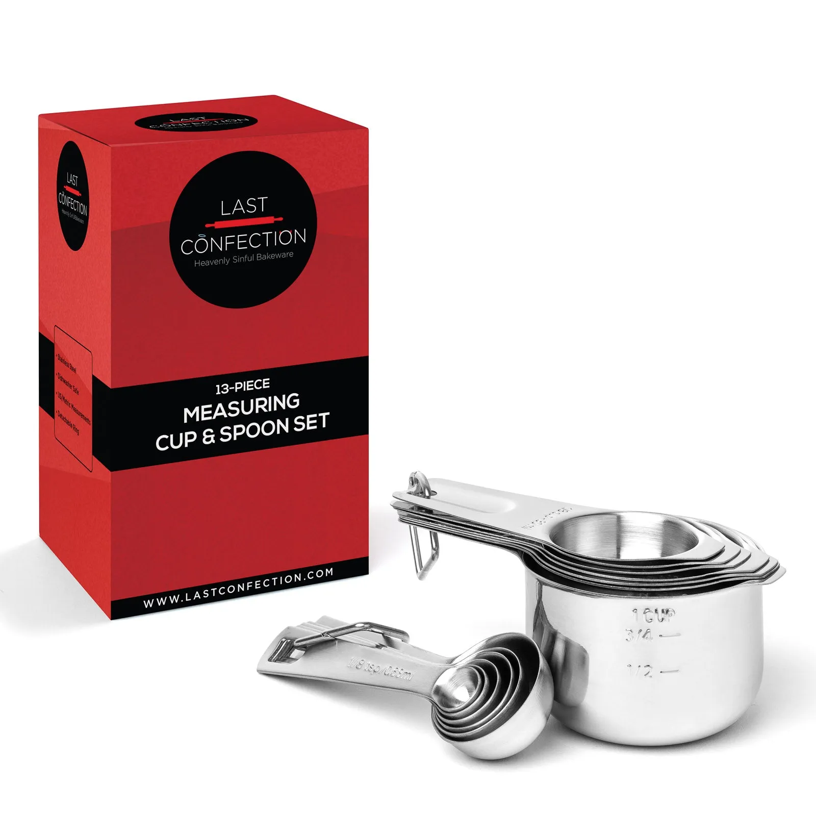 13-Pack, Stainless Steel Measuring Spoon & Cup Set by Last Confection