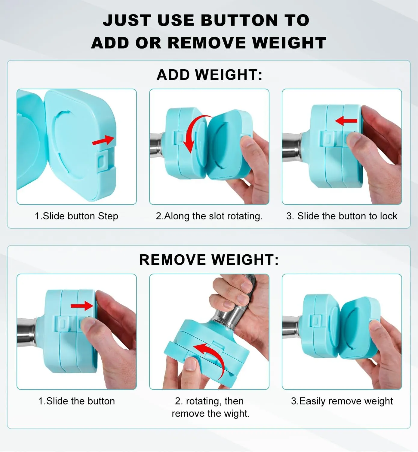 15LB 20LB 50LB Adjustable Dumbbell Set, 4 in 1 Free Weights Dumbbells Set for Women Men Hand Weights Sets Adjust Dumbbell Weight Sets for Home Gym Exercise Workout Strength Training Equipments