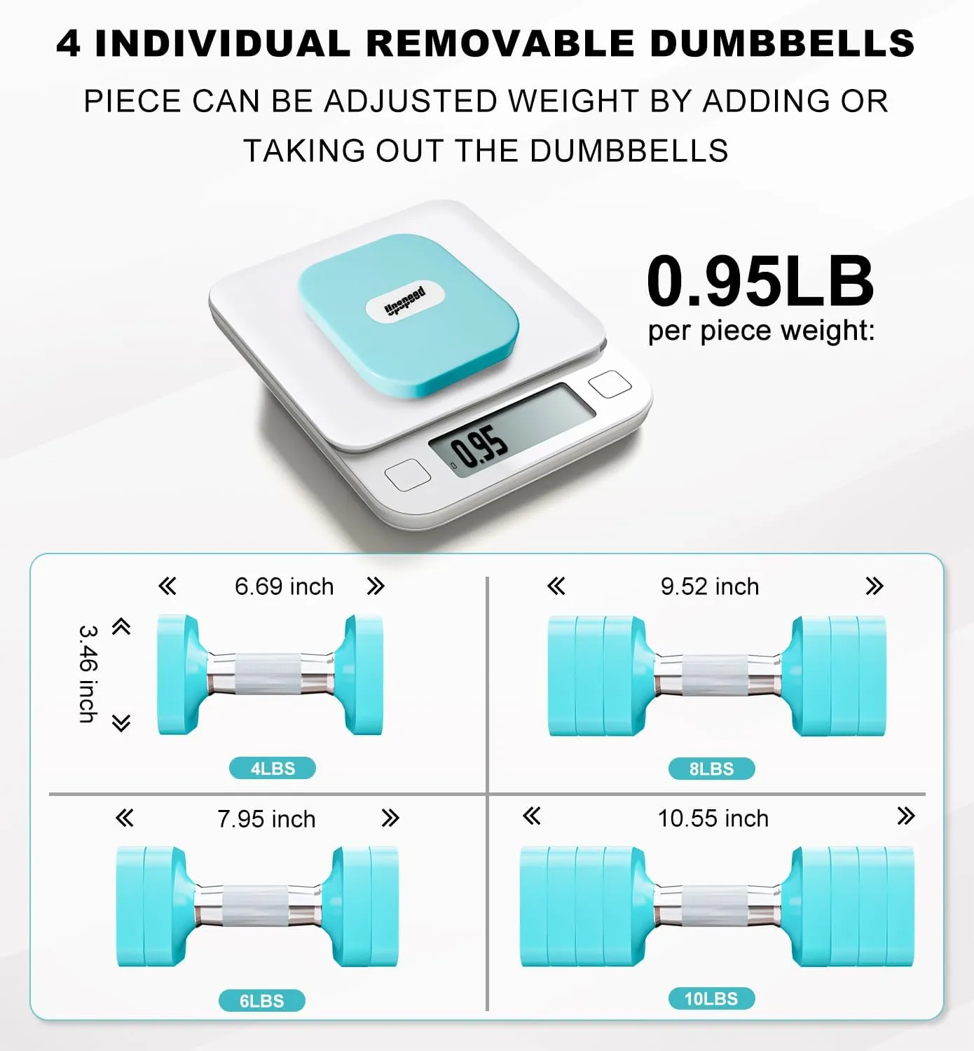 15LB 20LB 50LB Adjustable Dumbbell Set, 4 in 1 Free Weights Dumbbells Set for Women Men Hand Weights Sets Adjust Dumbbell Weight Sets for Home Gym Exercise Workout Strength Training Equipments