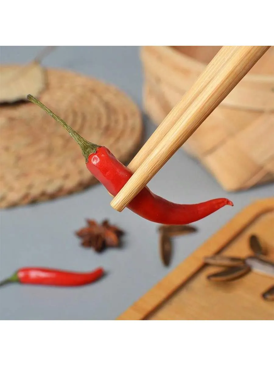 1pc Natural Bamboo Chopsticks, Non-Slip, Unvarnished, Unwaxed, Pack Of 10 Pairs, Healthy And For Home Use