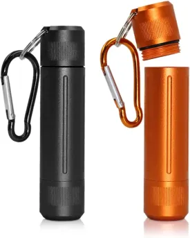 2 Set of Smell Proof Airtight Containers, Waterproof Stash Jar Portable Seed Storage Aluminium Alloy Container with Carabiner for Outdoors Survival