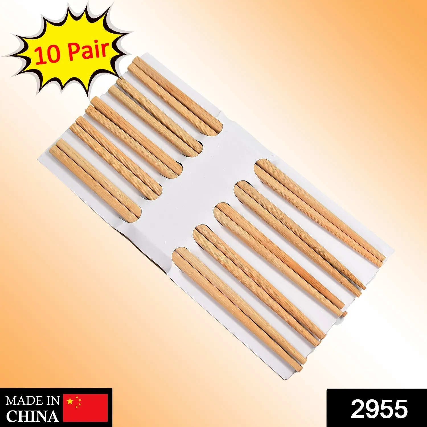 2955 Designer Natural Round Bamboo Reusable Chopsticks