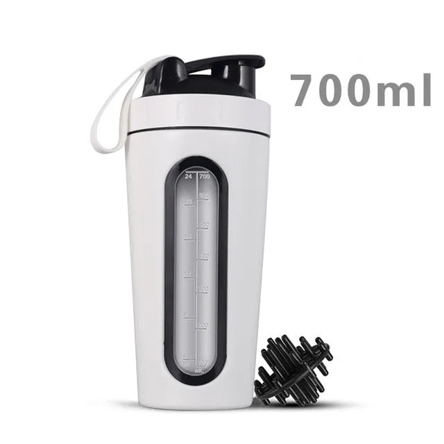 700m/28OZ Stainless Steel Shaker Bottle with Whisk Ball