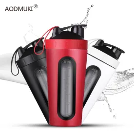 700m/28OZ Stainless Steel Shaker Bottle with Whisk Ball
