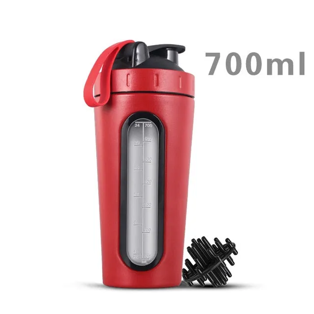 700m/28OZ Stainless Steel Shaker Bottle with Whisk Ball