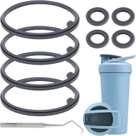 9PCS Shaker Bottle Gasket Replacement for BlenderBottle Strada Shaker Cup Stainless Steel Water BottleWire Whisk Bottle GasketCompatible with Blender Bottle Strada Protein Shaker BottleFlip lid