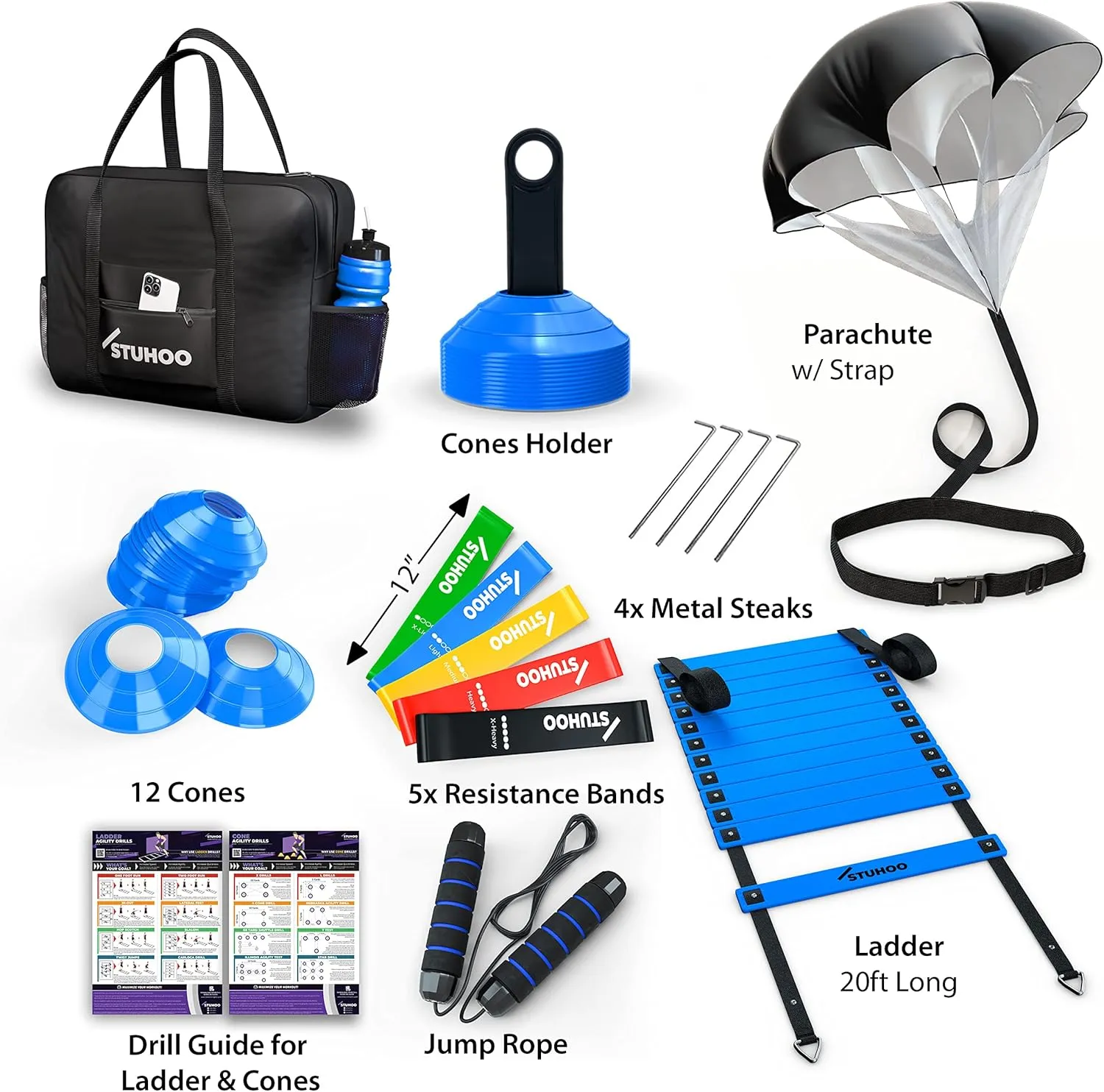 Agility Training Equipment Set |Soccer Training Equipment for Kids | Agility Ladder Speed Training Equipment with Bag | Football Training Equipment for Youth, Cones for Footwork