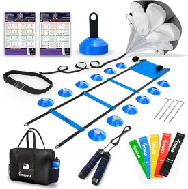 Agility Training Equipment Set |Soccer Training Equipment for Kids | Agility Ladder Speed Training Equipment with Bag | Football Training Equipment for Youth, Cones for Footwork