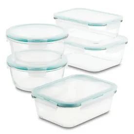 Airtight-Leakproof Borosilicate Glass 10-Piece Assorted Glass Container Set