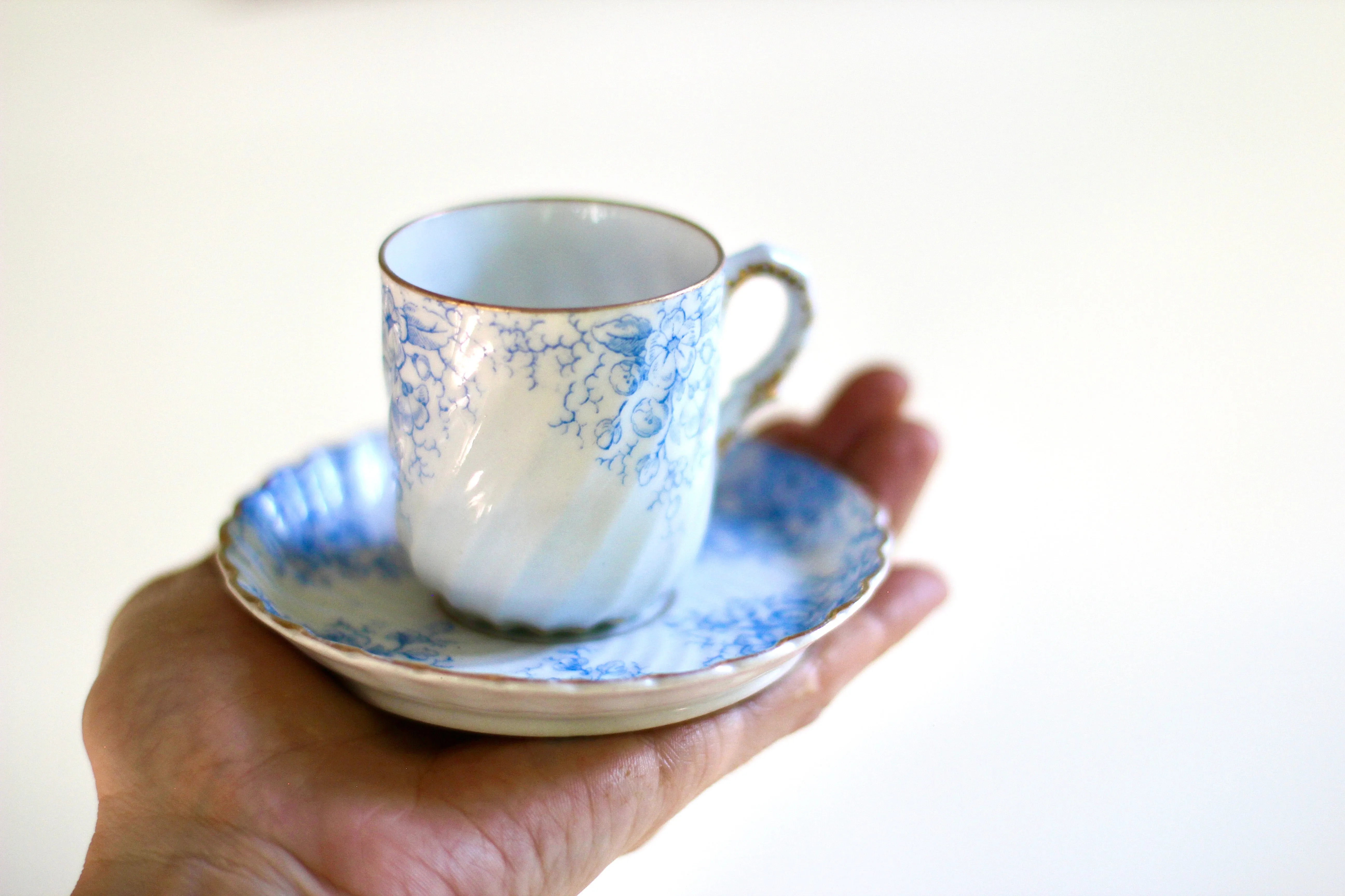 Antique Blue Floral Tea Cup