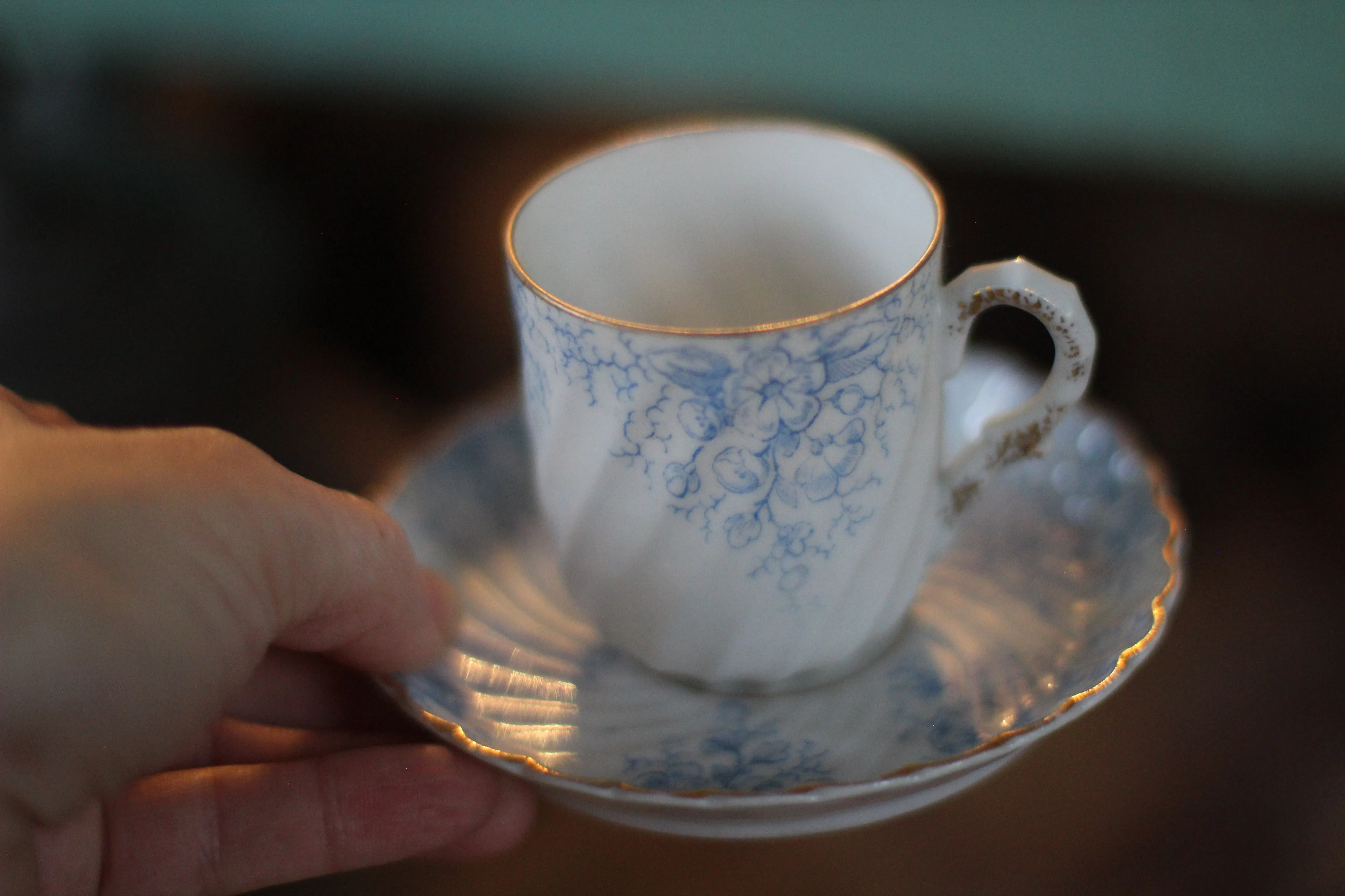 Antique Blue Floral Tea Cup