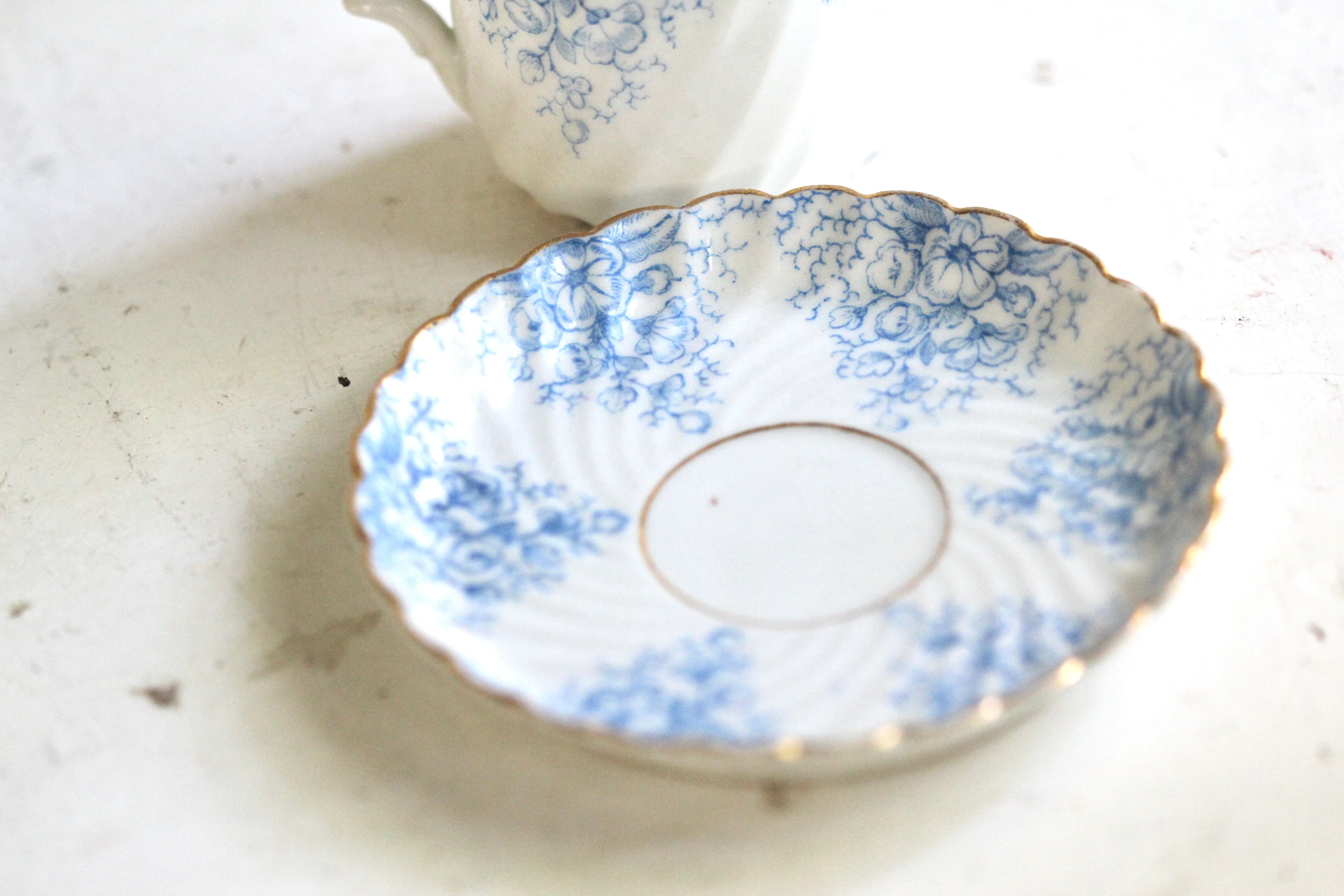 Antique Blue Floral Tea Cup