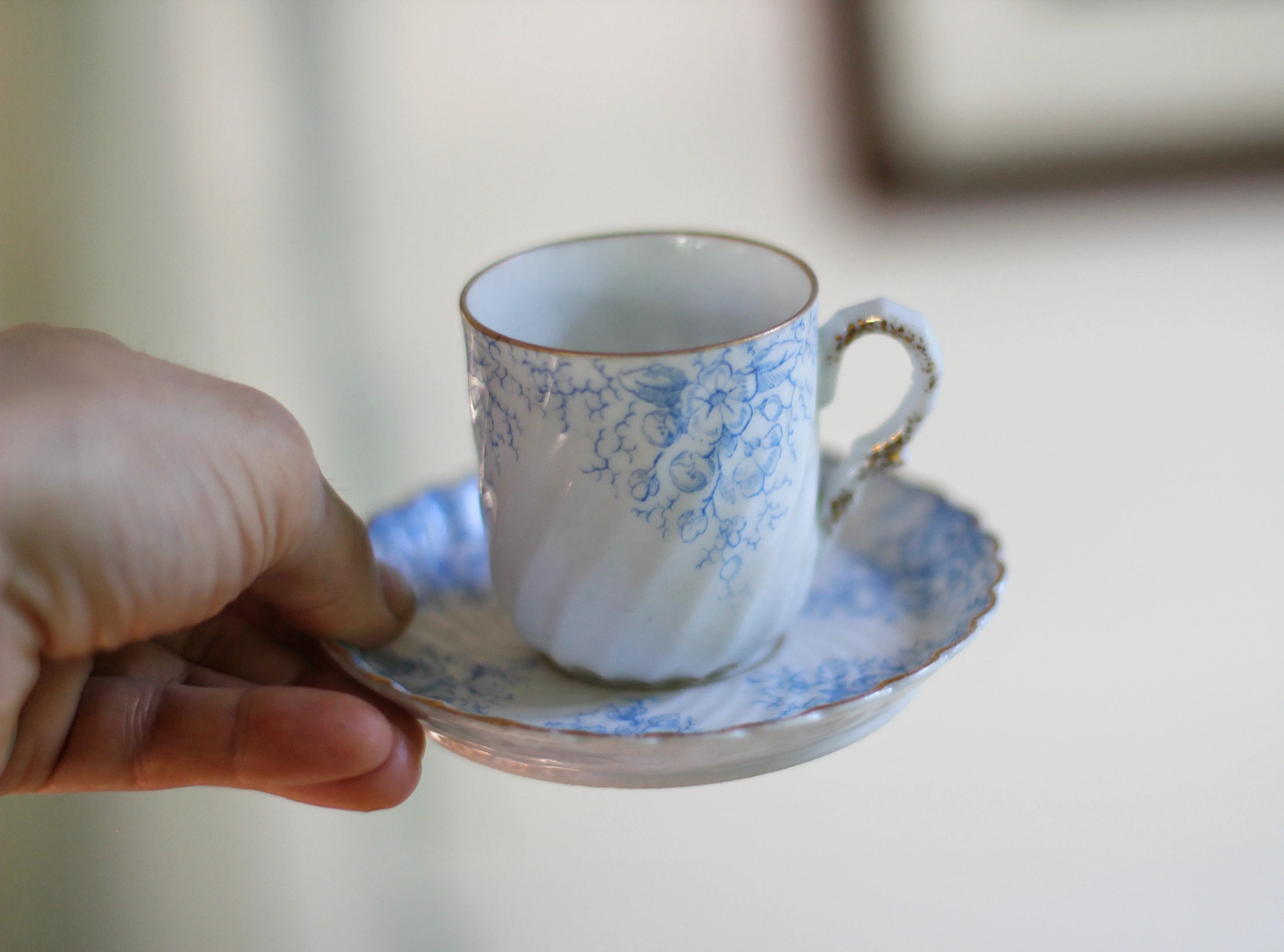 Antique Blue Floral Tea Cup
