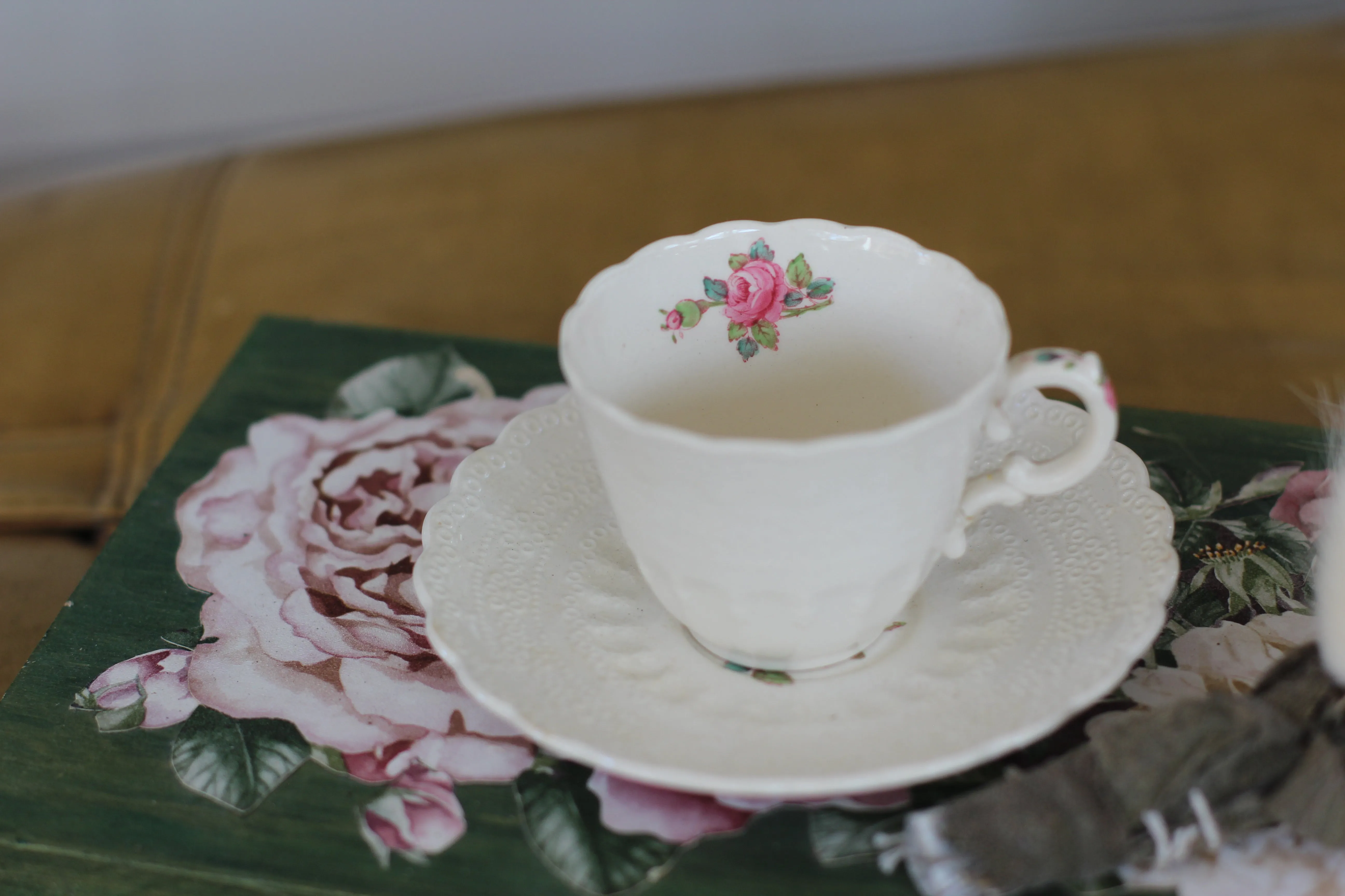 Antique Floral Spode Jewel Copeland Cup & Saucer