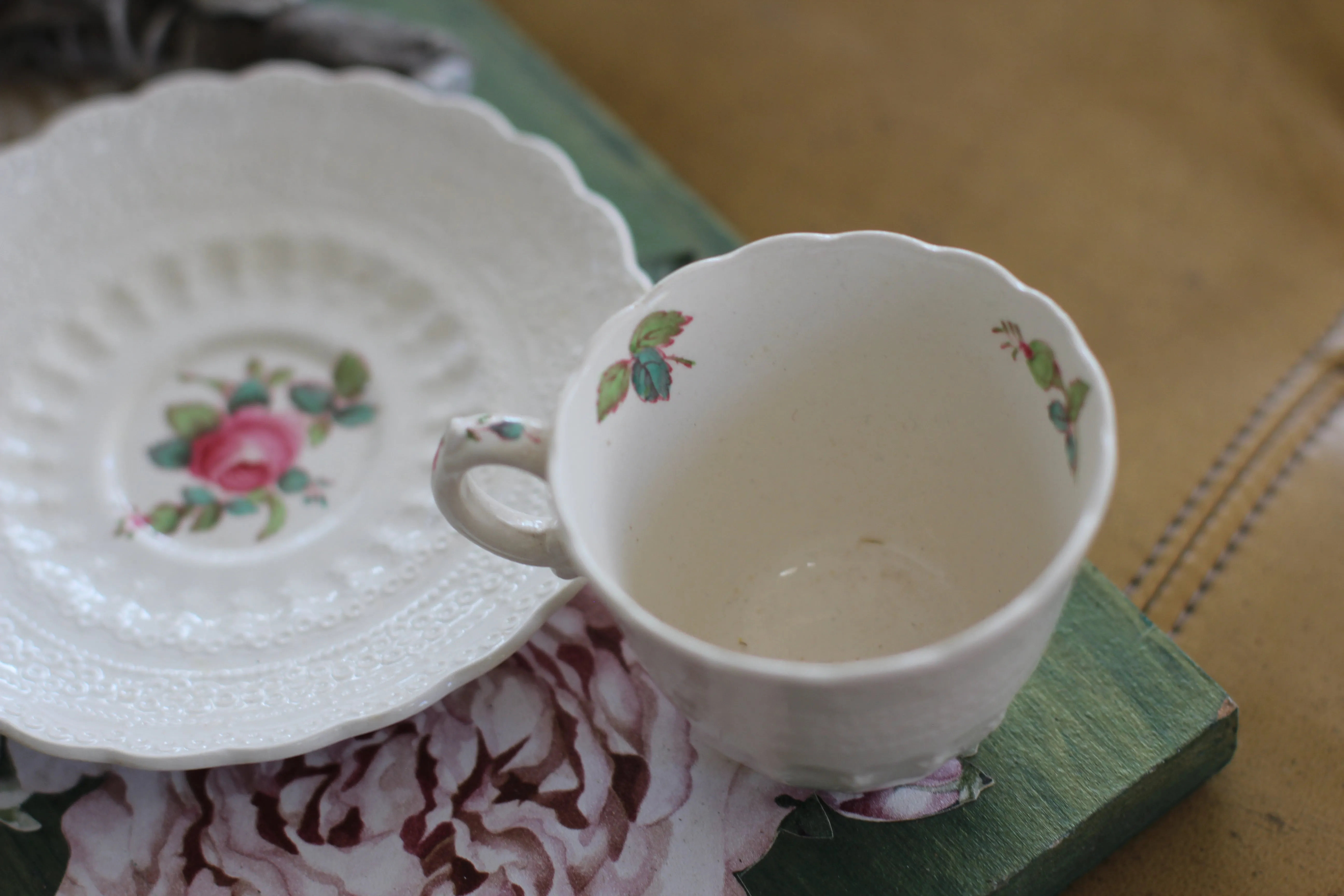 Antique Floral Spode Jewel Copeland Cup & Saucer