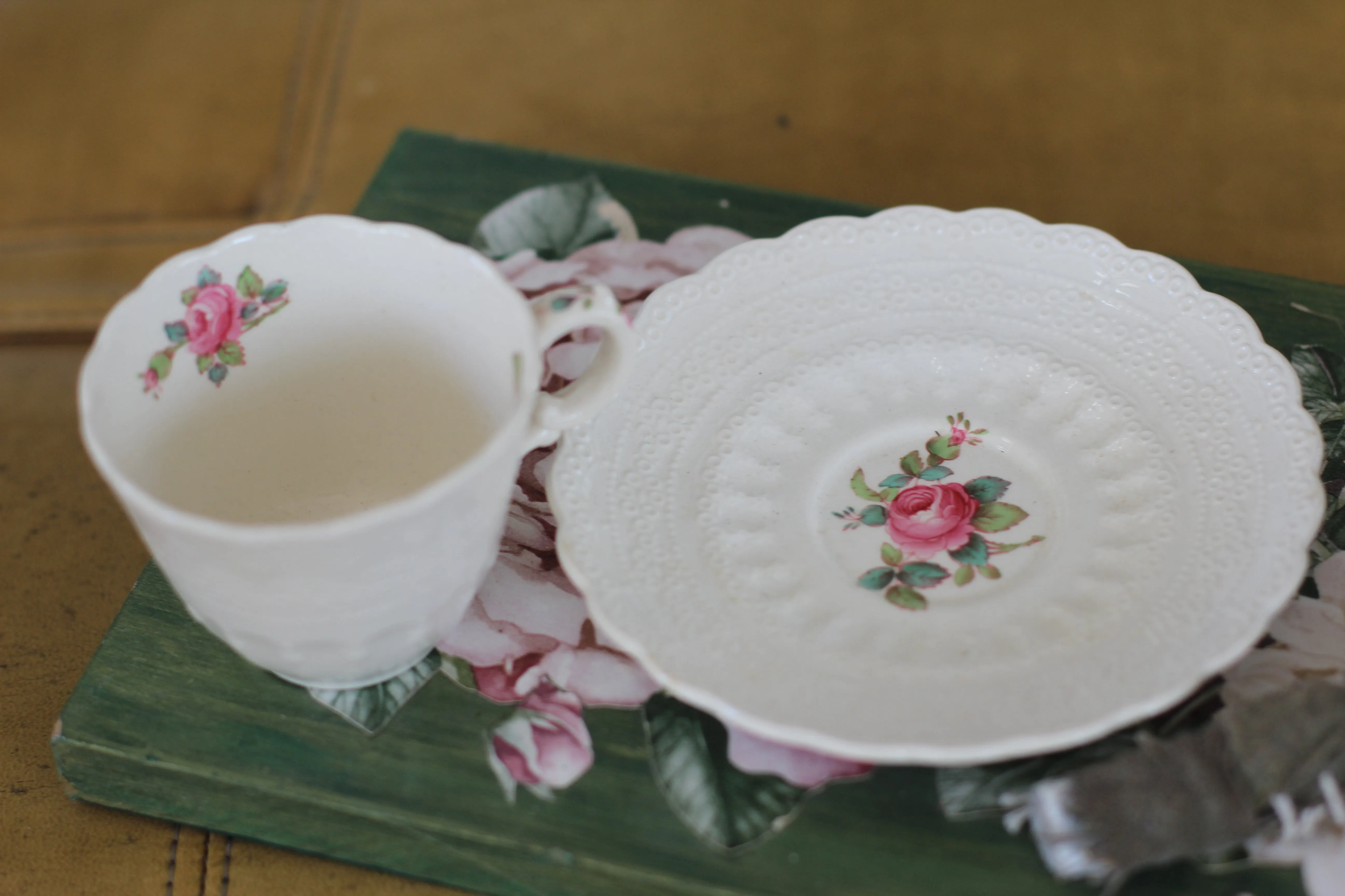 Antique Floral Spode Jewel Copeland Cup & Saucer