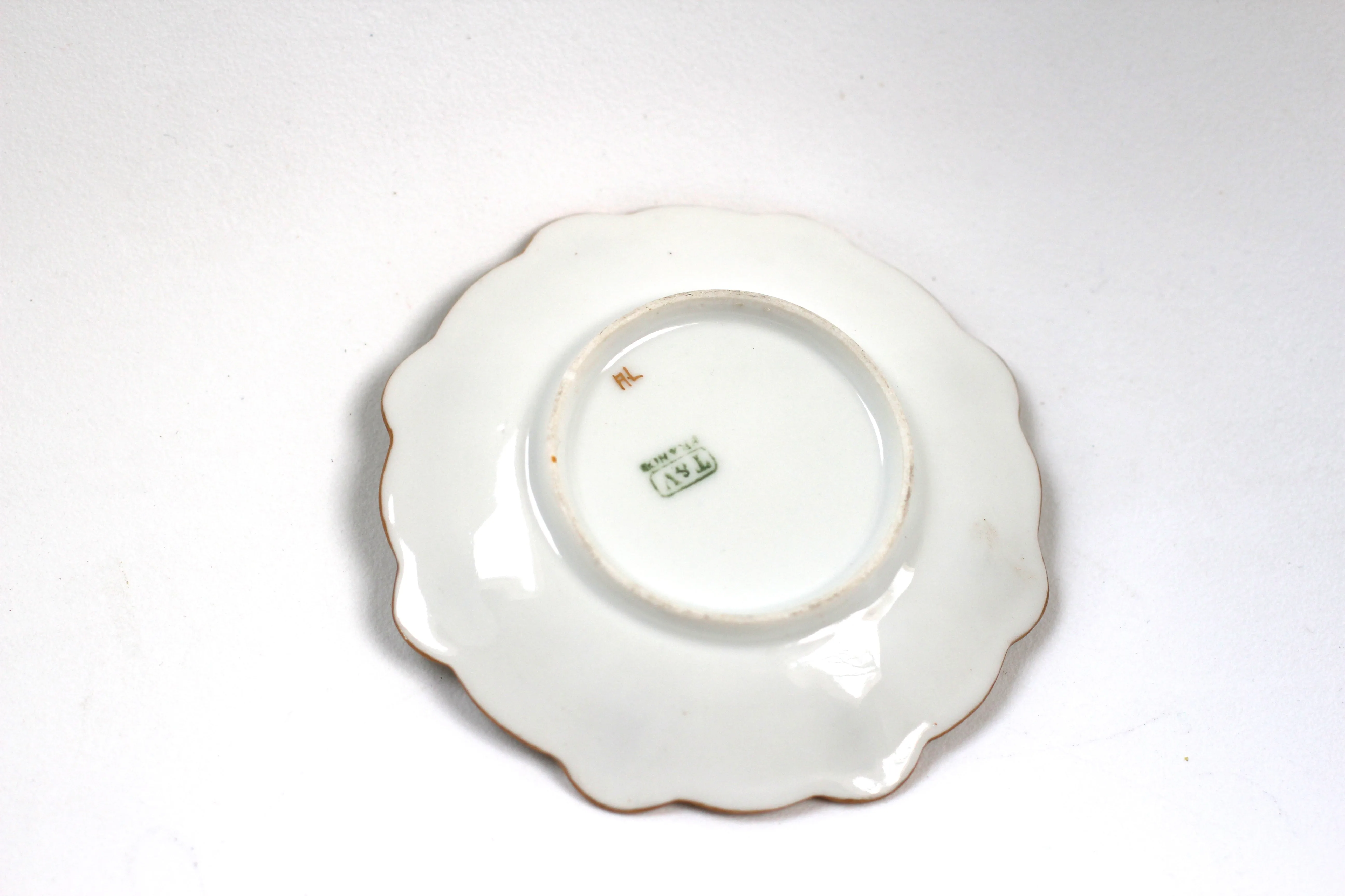 Antique Pink Flowers Porcelain Ring Plate