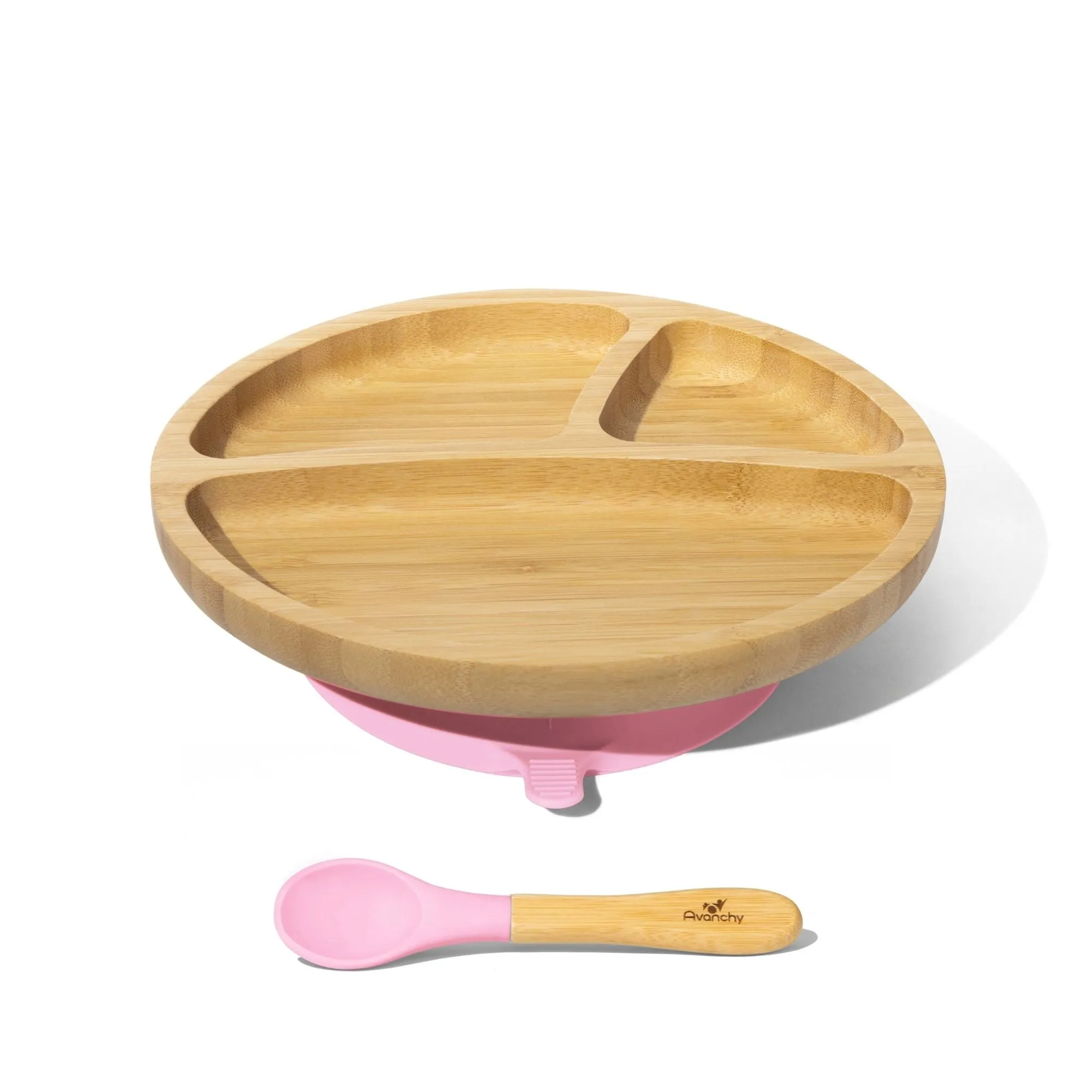 Avanchy Bamboo Toddler Plate & Spoon - Magenta