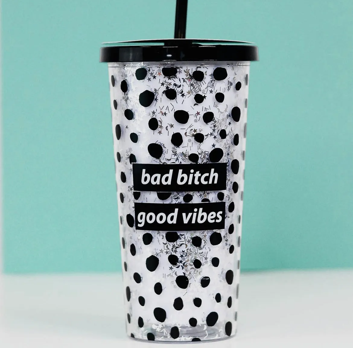 Bad Bitch Good Vibes Tumbler w/straw
