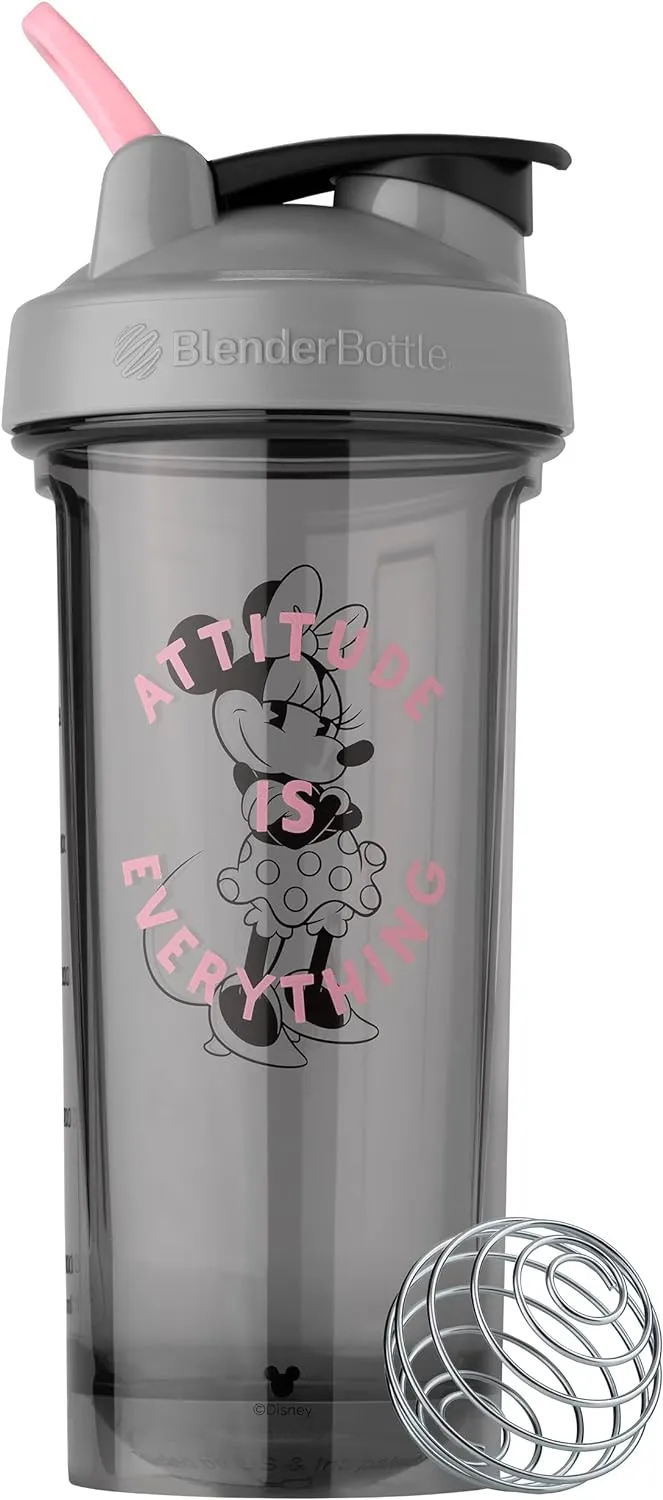 BlenderBottle Mickey & Friends Shaker Bottle Pro Series, Perfect for Protein Shakes and Pre Workout, 28-Ounce, Attitude is Everything