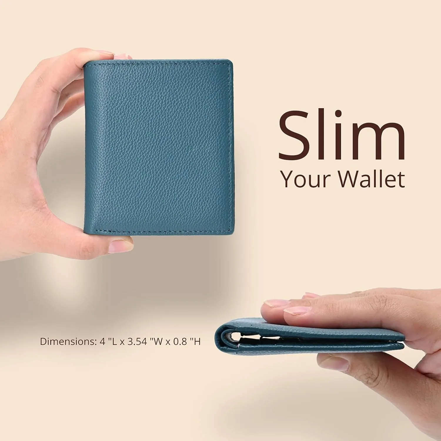 Bveyzi Ultra Slim Small RFID Wallet for Women, Leather Tiny Thin Bifold Pocket Ladies Wallet