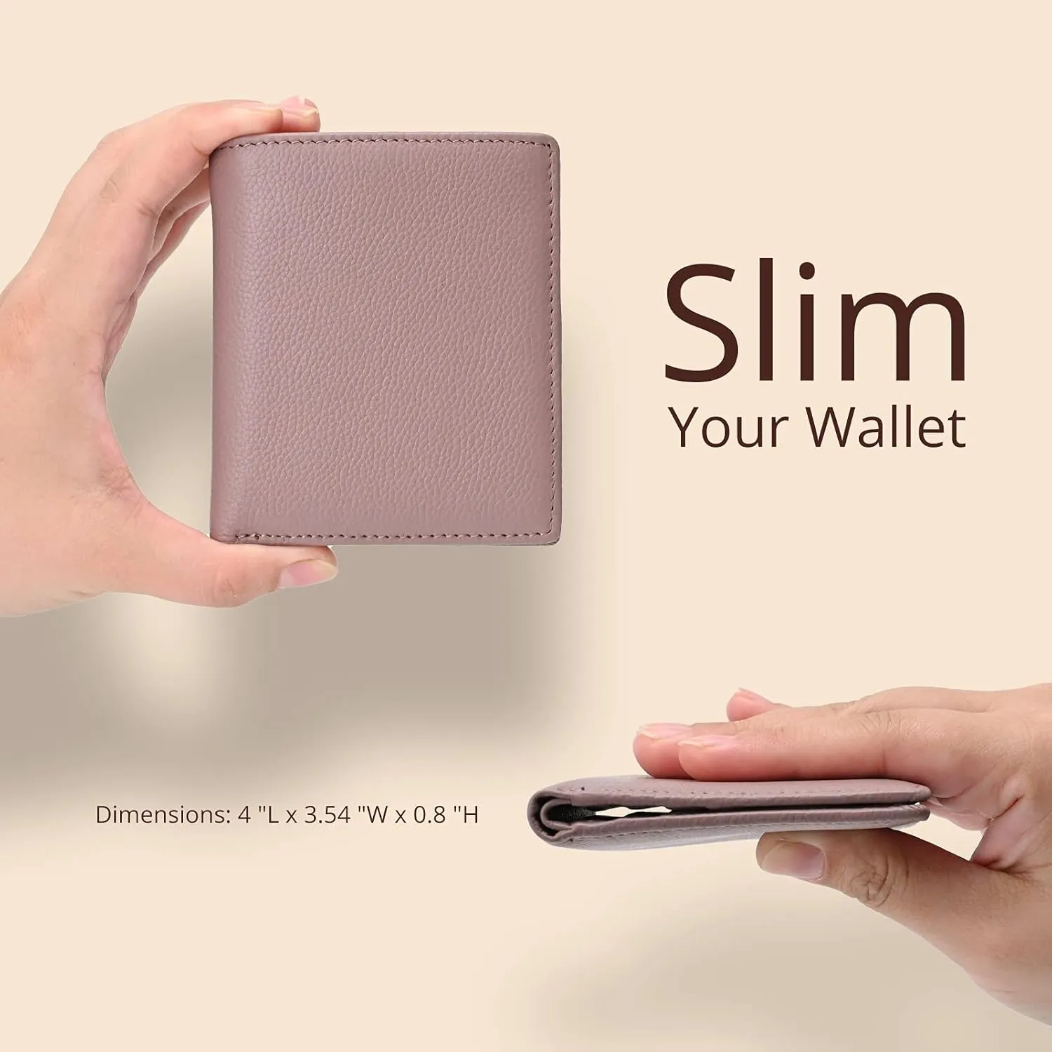 Bveyzi Ultra Slim Small RFID Wallet for Women, Leather Tiny Thin Bifold Pocket Ladies Wallet