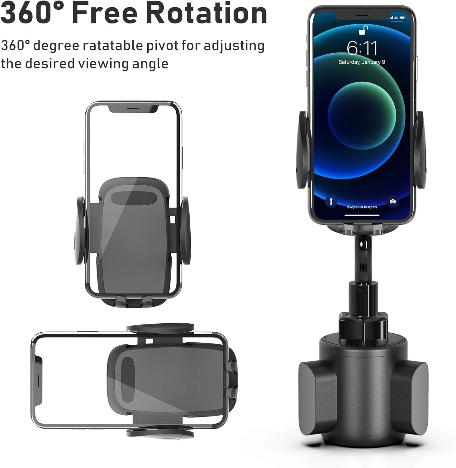 Car Cup Holder Phone Mount, Adjustable Gooseneck Cup Holder Cradle Car Mount for Cell Phone iPhone 11 Pro/11 Pro Max/11/X/Xs/Xs Max/8/8Plus,Samsung,Huawei,LG, Sony, Nokia (Black)
