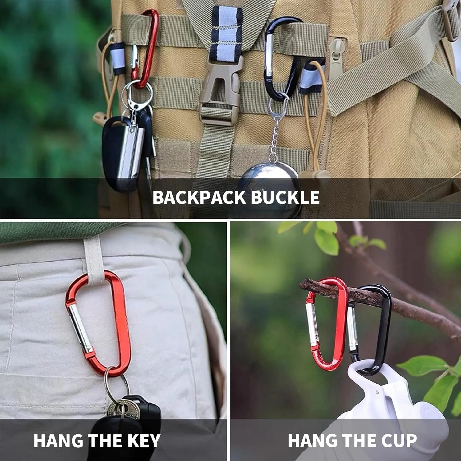 Carabiner Clips, Carabiner for Keys, Pets Leash Harness, Camping, Keychain Accessories, Small Durable