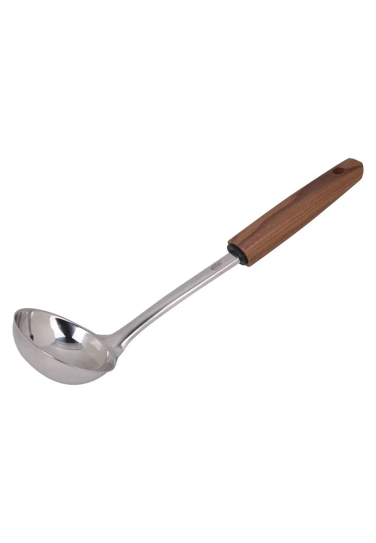 Chef's Gallery Stainless Soup Ladle with Solid Walnut Wooden Handle