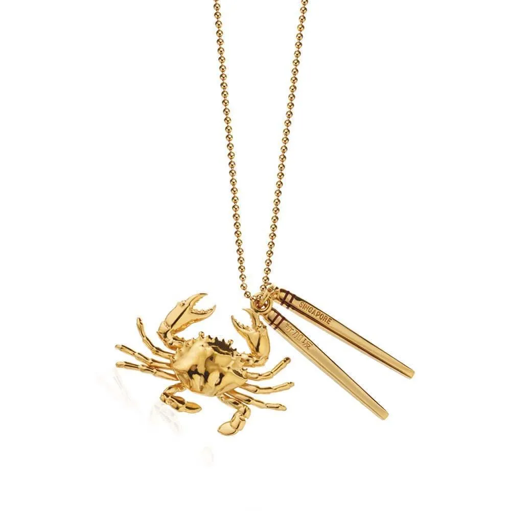 Chilli Crab and Chopsticks Charm Singapore Solid Gold