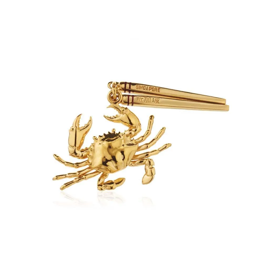 Chilli Crab and Chopsticks Charm Singapore Solid Gold