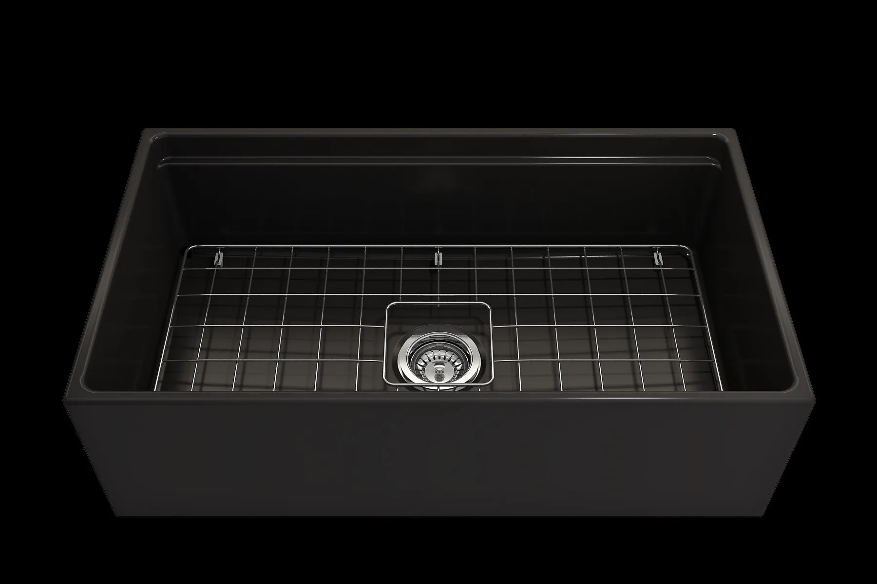 Contempo Step-Rim 33" x 19" x 10" Single-Basin Farmhouse Apron Front Kitchen Sink in Matte Black