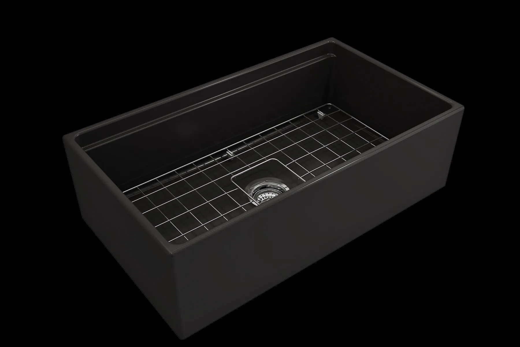 Contempo Step-Rim 33" x 19" x 10" Single-Basin Farmhouse Apron Front Kitchen Sink in Matte Black