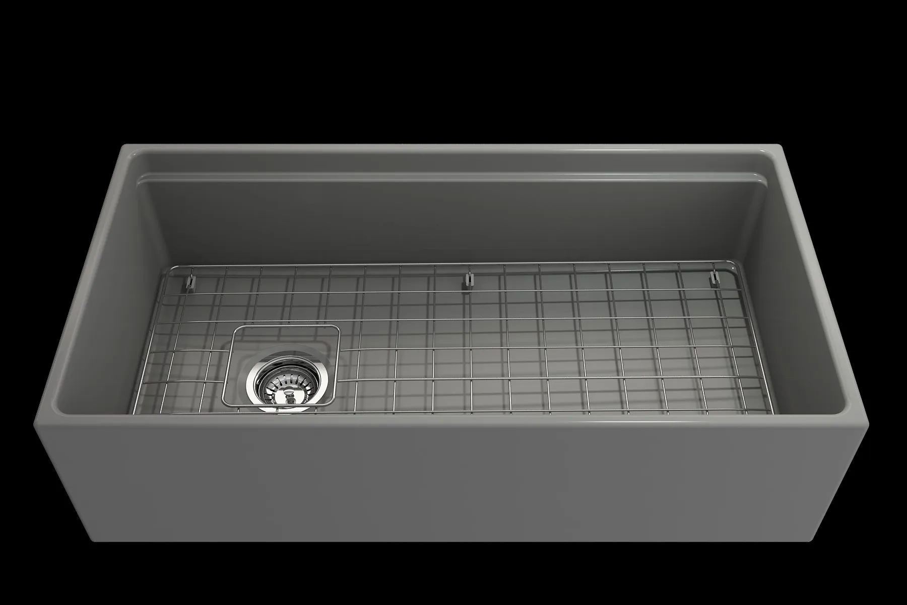 Contempo Step-Rim 36" x 19" x 10" Single-Basin Farmhouse Apron Front Kitchen Sink in Matte Gray