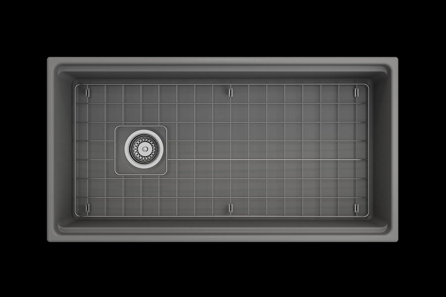 Contempo Step-Rim 36" x 19" x 10" Single-Basin Farmhouse Apron Front Kitchen Sink in Matte Gray