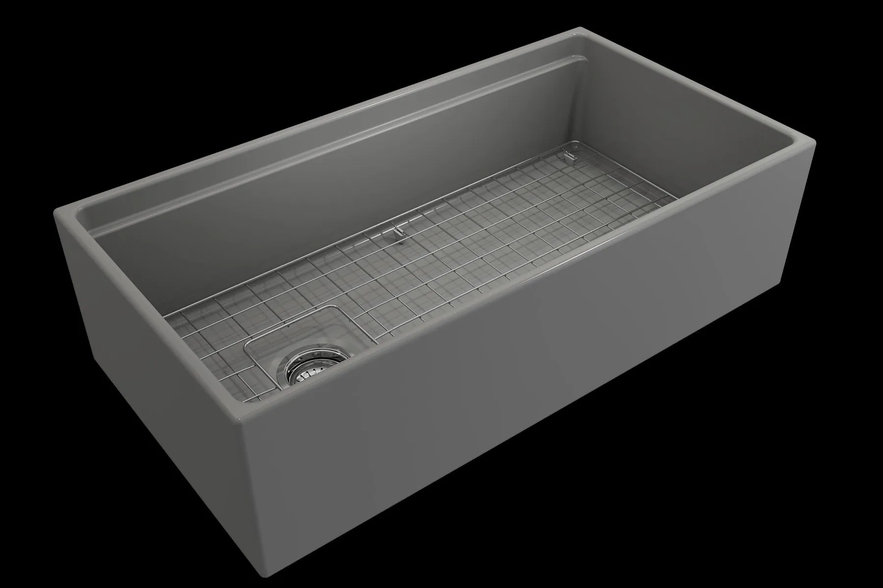 Contempo Step-Rim 36" x 19" x 10" Single-Basin Farmhouse Apron Front Kitchen Sink in Matte Gray