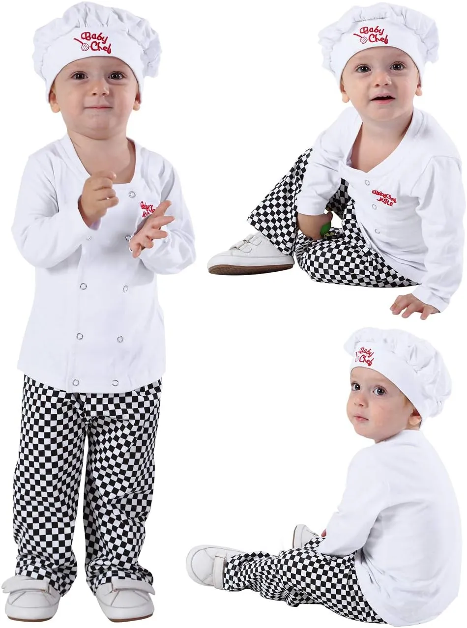 COSLAND Baby and Toddler Boys' 3pc Chef Costume, Halloween Cotton Outfit 3 Months-4T