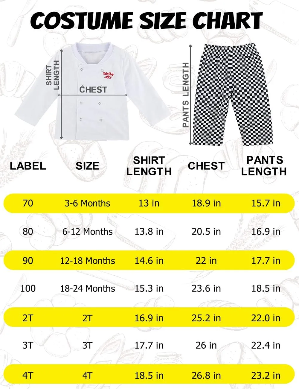 COSLAND Baby and Toddler Boys' 3pc Chef Costume, Halloween Cotton Outfit 3 Months-4T