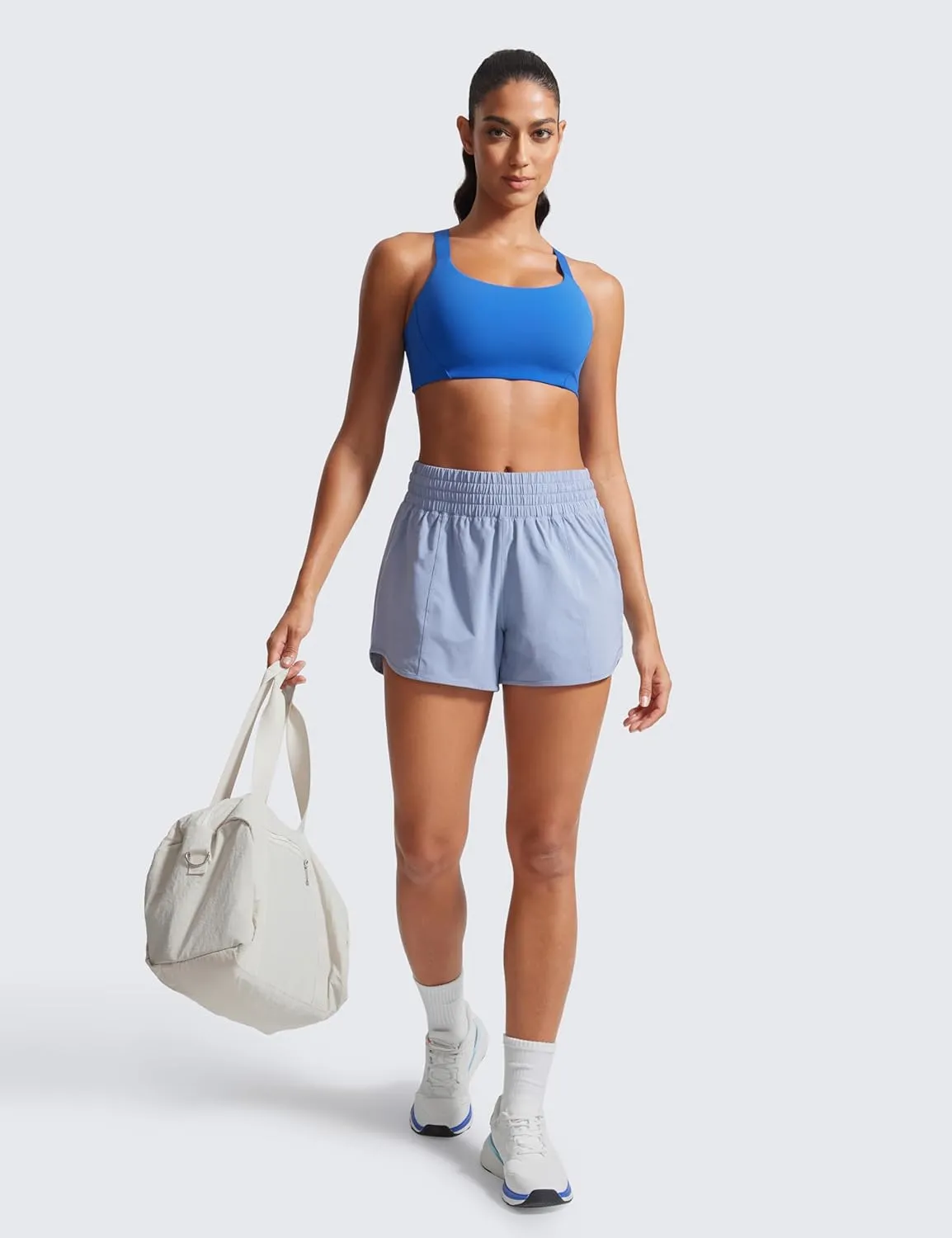 CRZ YOGA Butterlift Womens Racerback Padded Sports Bras - Medium Impact Scoop Neck Adjustable Straps Gym Workout Top