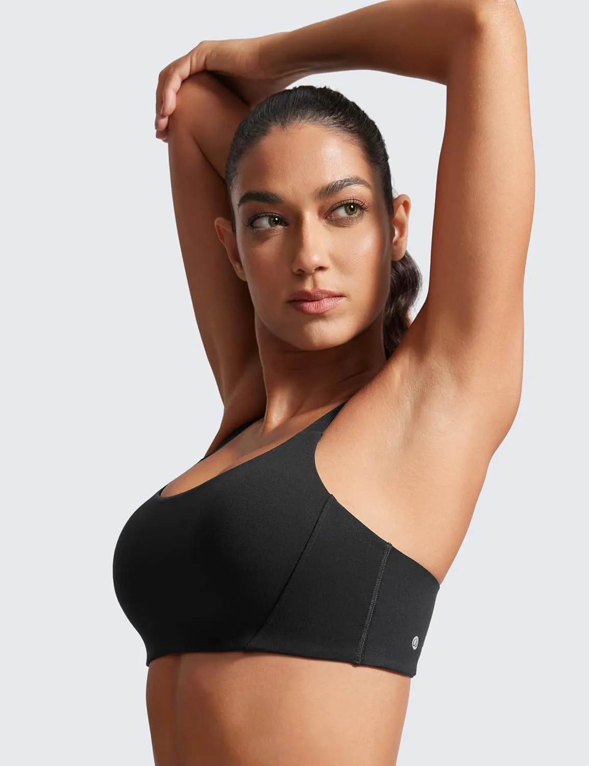CRZ YOGA Butterlift Womens Racerback Padded Sports Bras - Medium Impact Scoop Neck Adjustable Straps Gym Workout Top