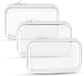DARENYI 3Pcs Clear Hard Shell Zipper Case, Waterproof Storage Zipper Pouches Cosmetic Bags Pencil Case Toiletry Pouch Portable Travel Organizer Bins for Makeup Tools, Toy Storage, 7.48x3.93x2.36 in