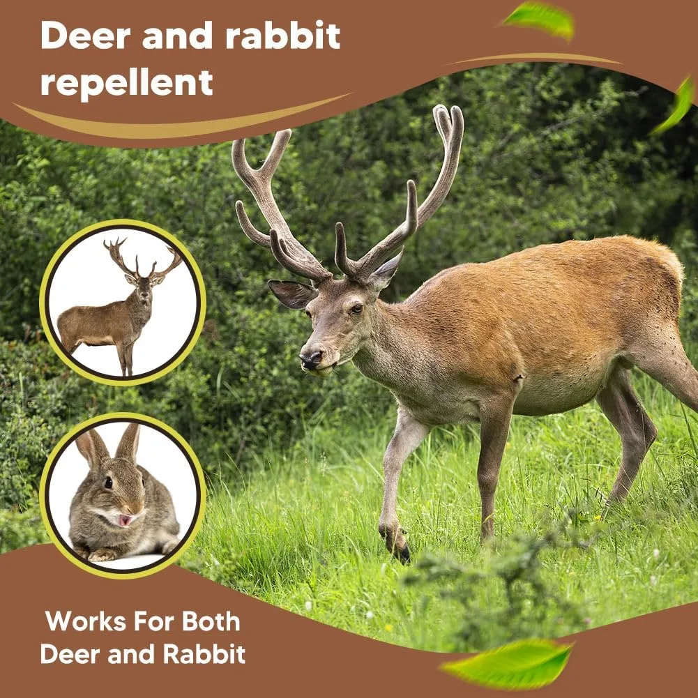 Deer Repellents Outdoor, Deer Repellents for Plants, Rabbit Repellent Outdoor, Powerful Rabbit Repellent for Garden, Deer Deterrent for Lawn, People & Pet Safe- 8 Packs