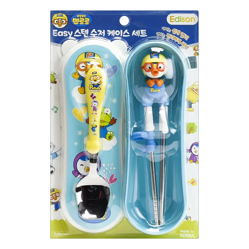 Edison Stainless Steal Training Chopstick and Spoon w/ Case Set for Children (3  Years Old)