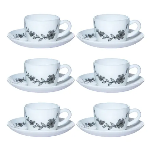 Florid Vine Cup & Saucer Set, 6 Pcs