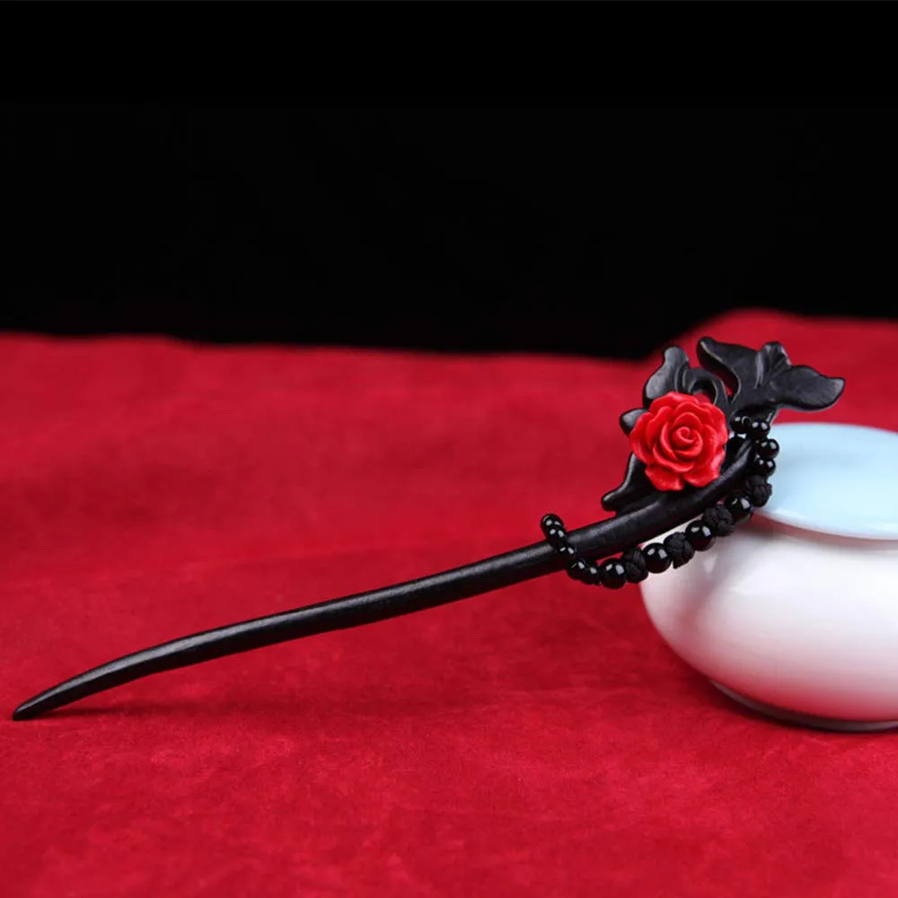 Flower Vintage Dragon Hair Sticks Women Girls Handmade Wooden 7.08" Hair Chopsticks for Daily Party Wedding(1pack)